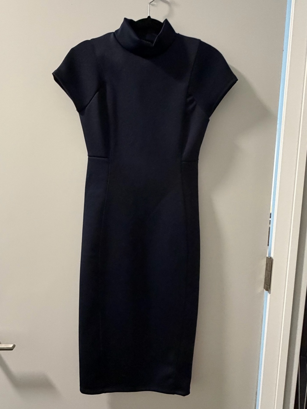 Zara Navy Mock-Neck Midi Dress Size S